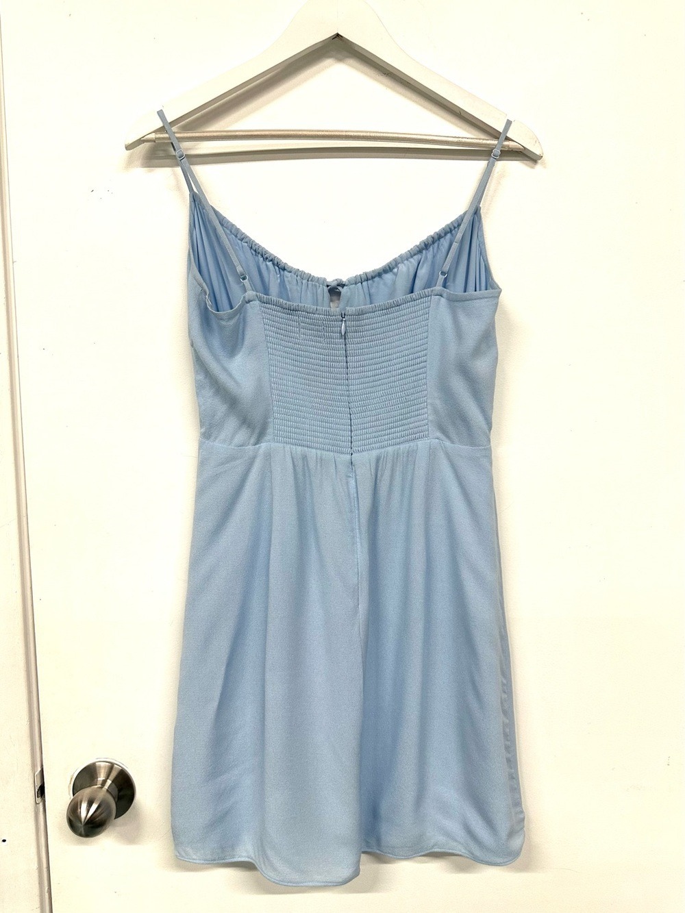 Aritzia Sunday Best Delilah blue mini dress Medium Bodice Soft Girl Babydoll - Picture 4 of 9